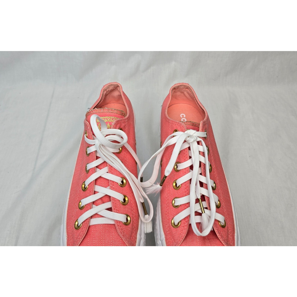 Converse Chuck Taylor All Star Lift Ox Sneakers Women's 8 Coral & White Lace Up - Picture 9 of 13